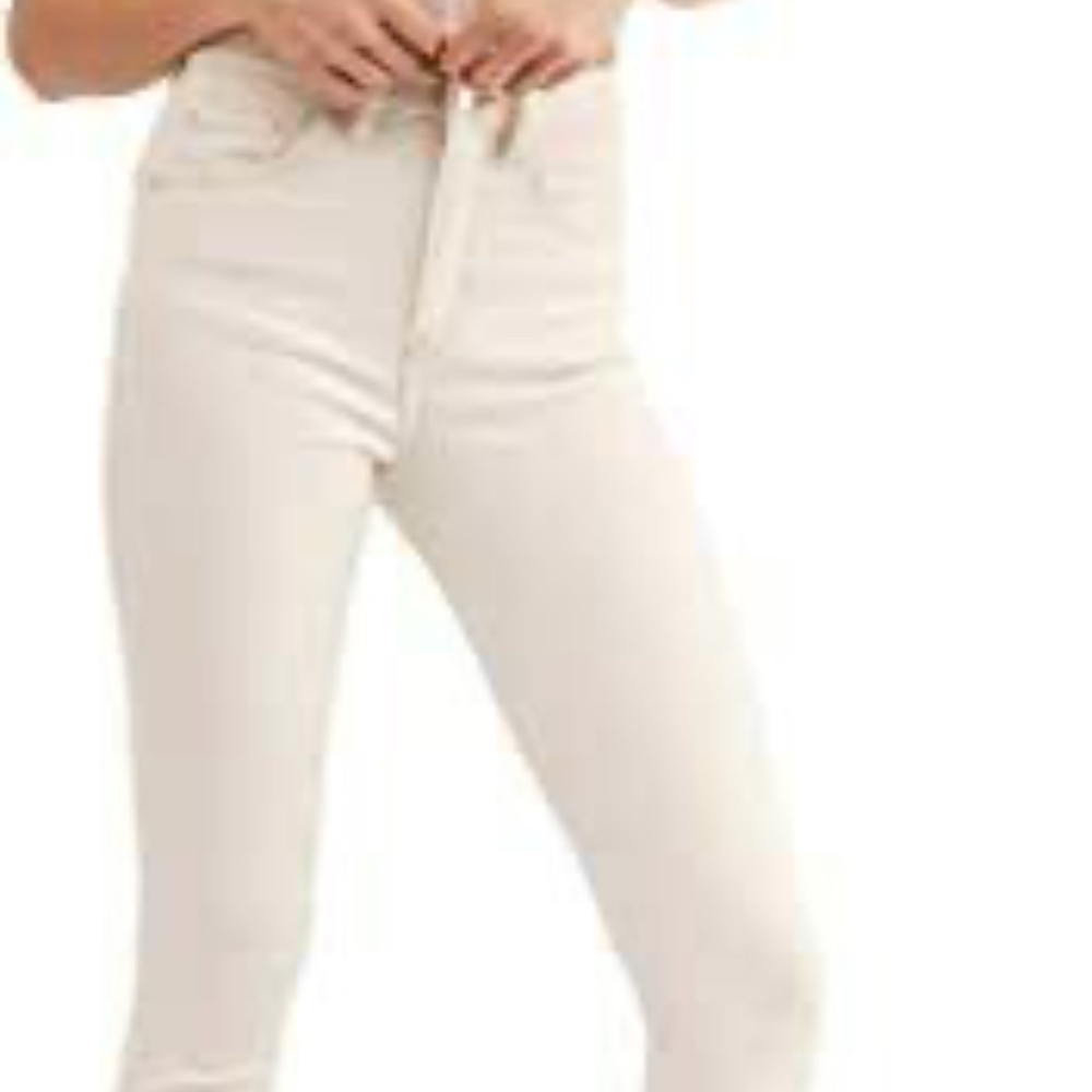 NEW Free People Women's Frayed-Hem High- Rise Skinny Jeans Ivory NWT - Picture 4 of 6